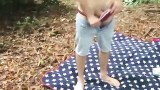 Amature Babe Rides Dildo Outdoors While Jerking Off - Sex Toy Adventures