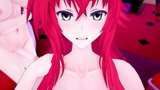 DxD Фута Риас и Фута Акино трахают свою подругу 1 серия