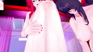 DxD Фута Риас и Фута Акино трахают свою подругу 1 серия