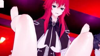 DxD Фута Риас и Фута Акино трахают свою подругу 1 серия