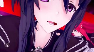 DxD Фута Риас и Фута Акино трахают свою подругу 1 серия