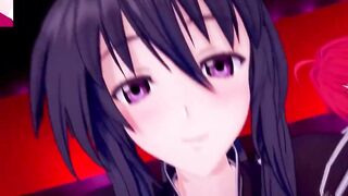 DxD Фута Риас и Фута Акино трахают свою подругу 1 серия