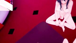 DxD Фута Риас и Фута Акино трахают свою подругу 1 серия