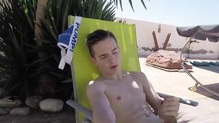 Amateur Pool Party Jerk-Off Session with Hot Blonde Babe