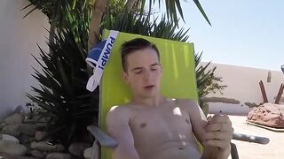 Amateur Pool Party Jerk-Off Session with Hot Blonde Babe