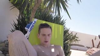 Amateur Pool Party Jerk-Off Session with Hot Blonde Babe