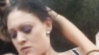 Dominatrix Mistress Outdoor Bondage Session with Submissive Bitch Slave
