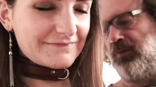 Big Boob Babe in Leather Bondage Fetish Domination - FemDom Blowjob & Spanking