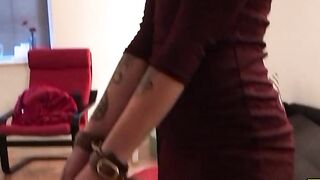 Big Boob Babe in Leather Bondage Fetish Domination - FemDom Blowjob & Spanking