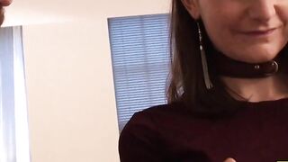 Big Boob Babe in Leather Bondage Fetish Domination - FemDom Blowjob & Spanking