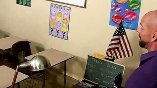 Big Dick Teacher's Pet Gets Anal Lesson in Classroom