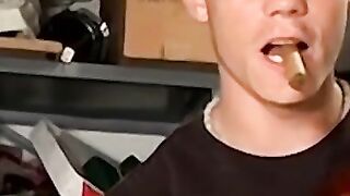 Hunk's Smokin' Hot Blowjob & Facial - Neckless Guy Fucks His Buddy Raw