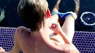 Blonde Twunk's Poolside Masturbation Adventure