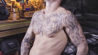 Unshaven Delight - Hot Guy Wanks His Uncircumcised Dick While Watching Porn