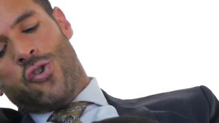 Busty Blonde MILF Gets Anal Pounding From Her Hot Secretary In A Suit