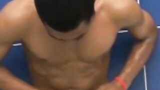 Brazilian Hunk Dildo Fucks His Ass While Bathing