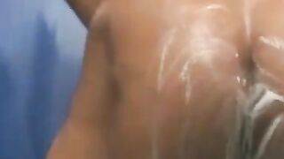 Brazilian Hunk Dildo Fucks His Ass While Bathing