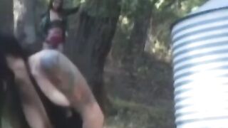 Outdoor Lesbian Sex Adventure - Dykes Eat Ass Outdoors While Wearing Leather