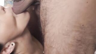 Petite Brunette Teen Slurps & Swallows Huge Load On Big Dick - POV Blowjob