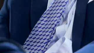 Businessman's Beard Gets Facial While Riding Colleagues Dick