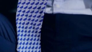 Businessman's Beard Gets Facial While Riding Colleagues Dick
