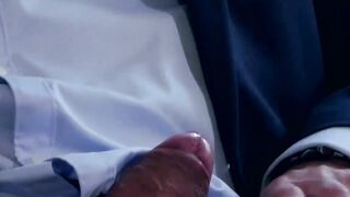 Businessman's Beard Gets Facial While Riding Colleagues Dick
