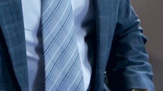 Businessman's Beard Gets Facial While Riding Colleagues Dick