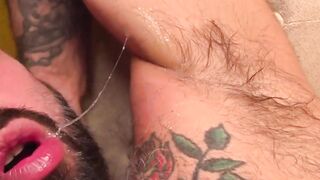 Tatted-Up Daddy" - Older Man Jerks Off & Shoots A Huge Load On His Belly