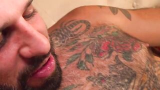 Tatted-Up Daddy" - Older Man Jerks Off & Shoots A Huge Load On His Belly