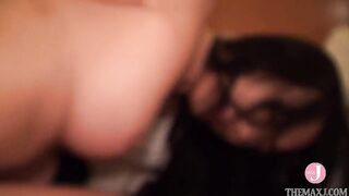Petite Japanese chick into stockings orgasms with sex dildos before