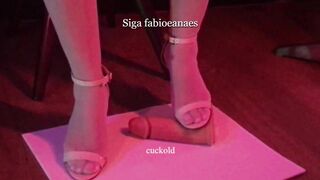 Hotwife showing off into high heels underwear and 7/8 socks