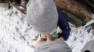 Ski Instructor Fucking his Adorable College Girl after getting a Head