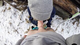 Ski Instructor Fucking his Adorable College Girl after getting a Head