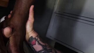Black Foot Worship - White Guy Fucks Black Feet And Dick In POV