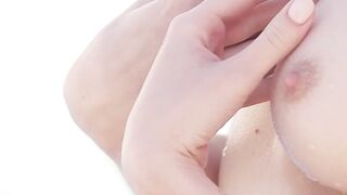 Teenage Cutie Serena Reveals Her Shaved Pussy in Close-Up