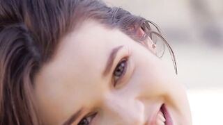 Teenage Cutie Serena Reveals Her Shaved Pussy in Close-Up
