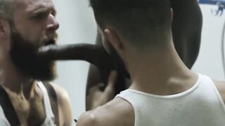 Threeway Frenzy #2 - Hairy Construction Studs Share Big Dick In Threesome