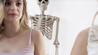 Teens In Costume Share A Wild Threesome At The Pumpkin Party