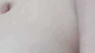 Japanese Belle's Hairless Panties - Close-up Fingertips on Hairy Bush