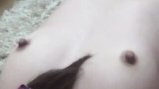 Japanese Belle's Hairless Panties - Close-up Fingertips on Hairy Bush