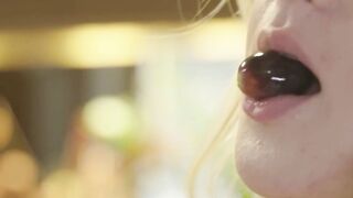 Blue-Eyes Bombshell Oxford Crawl - Naked Table Tease & Closeup Pussytight Action