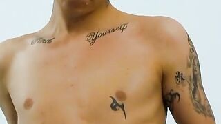 Ink-Drenched Hunk Jacks Off While Anal Play with Dildo