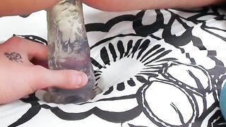 Ink-Drenched Hunk Jacks Off While Anal Play with Dildo