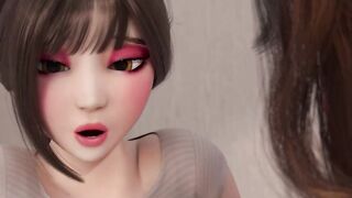 Double Dicked Transgender Babe Fucked Hard in POV until Squirting Orgasm