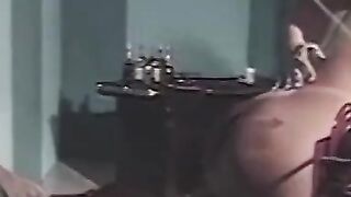 Bondage Blowjob Babe in Fishnets - Whipping Submissive Slut with Dominating Top Hat Guy