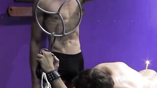 Bondaged Gay Submissive Enjoys Hard Anal Sex with Dominant Top in Rough Play