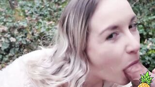 French Blondie LouLou Sucks Outdoors - Public BJ in Paris