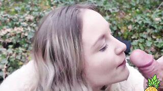French Blondie LouLou Sucks Outdoors - Public BJ in Paris