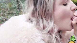 French Blondie LouLou Sucks Outdoors - Public BJ in Paris