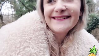 French Blondie LouLou Sucks Outdoors - Public BJ in Paris